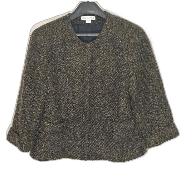 Coldwater Creek Tweed Jacket Blazer 3/4 Sleeve Metallic Brown - Picture 1 of 10
